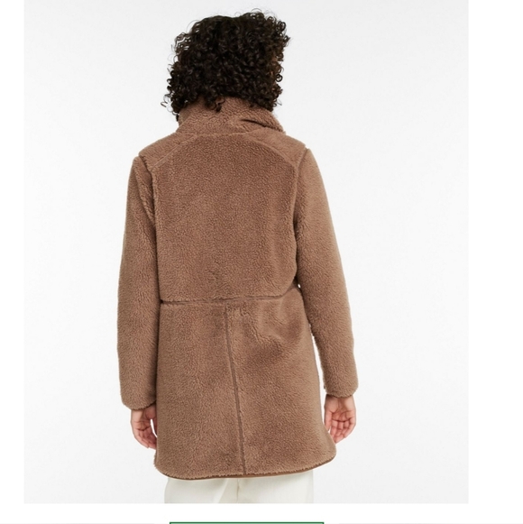 L.L. Bean Sherpa Fleece Coat In Hazelnut Large - Picture 4 of 13
